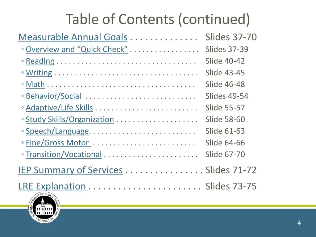 table of contents continued measurable annual