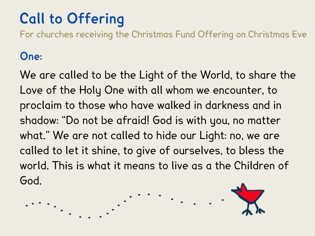 call to offering for churches receiving