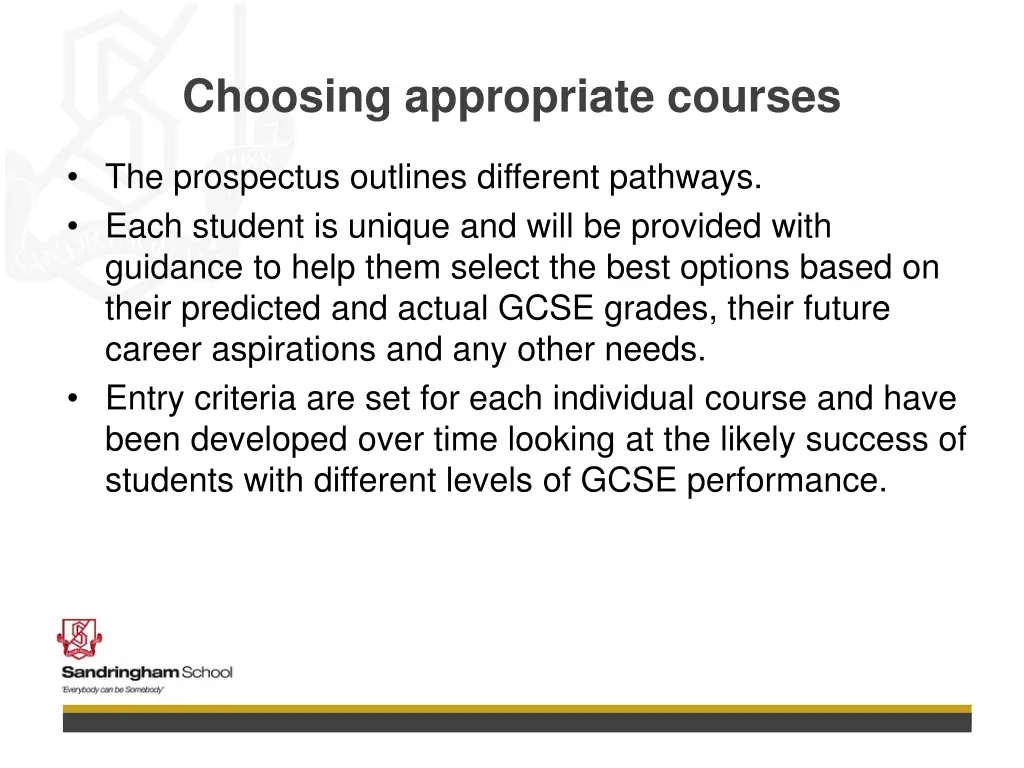 choosing appropriate courses