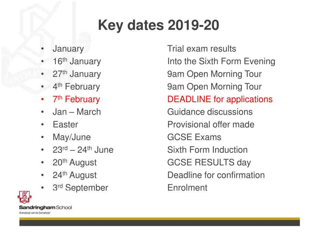 key dates 2019 20