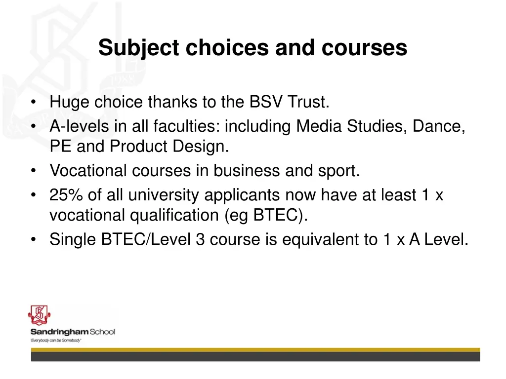 subject choices and courses