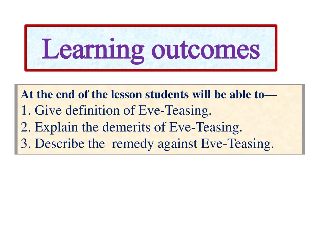 learning outcomes learning outcomes