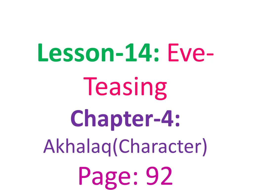 lesson 14 eve teasing chapter 4 akhalaq character