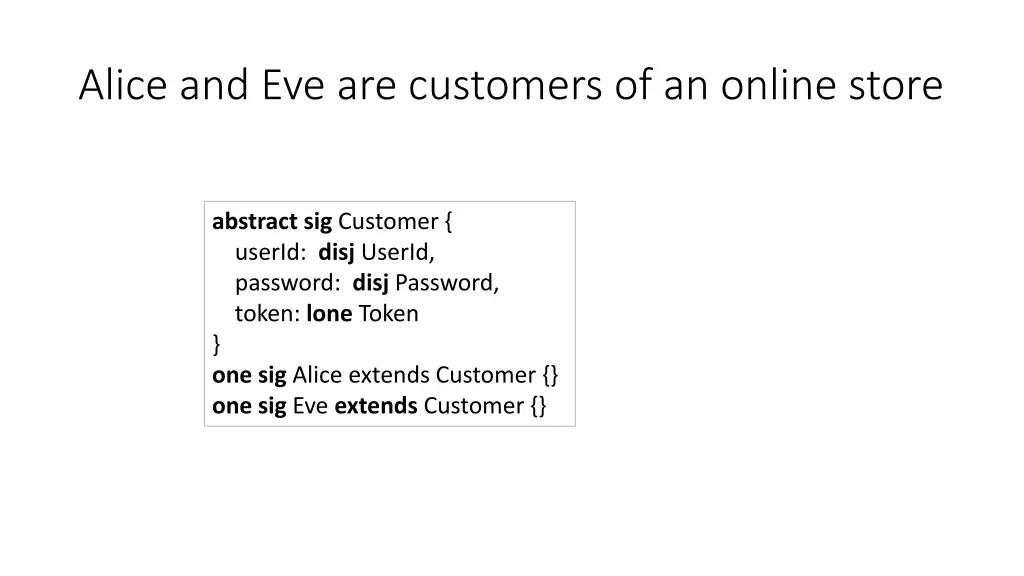 alice and eve are customers of an online store