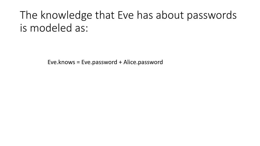 the knowledge that eve has about passwords