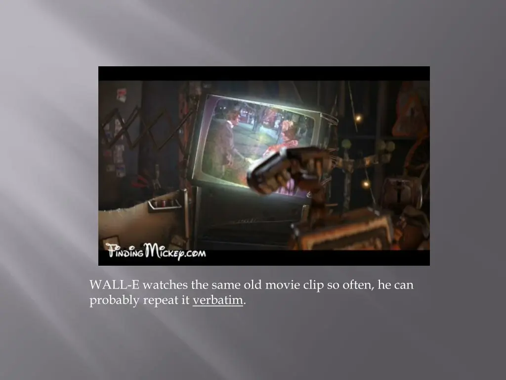 wall e watches the same old movie clip so often