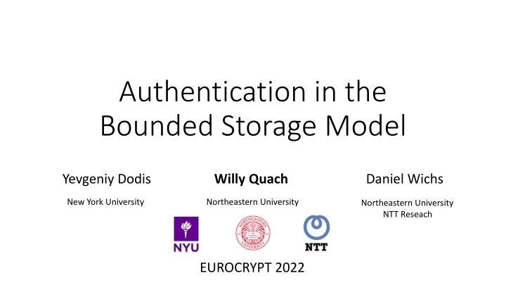 authentication in the bounded storage model