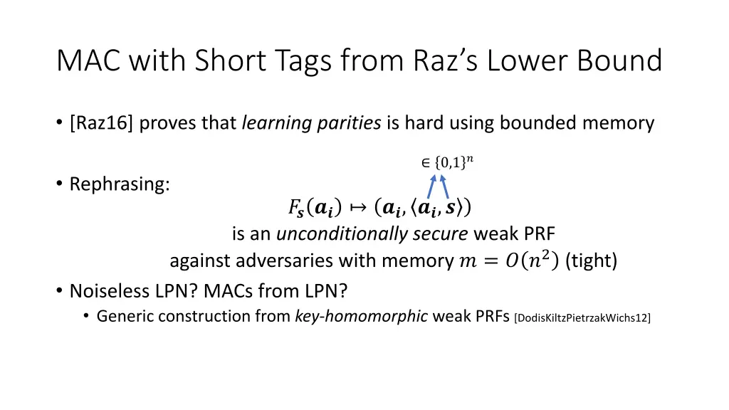 mac with short tags from raz s lower bound