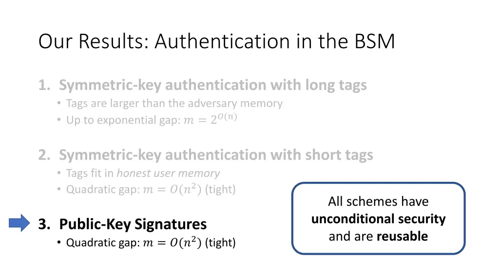 our results authentication in the bsm 3