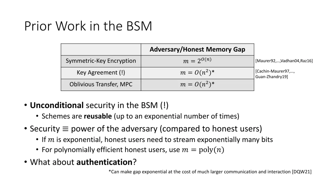 prior work in the bsm 1