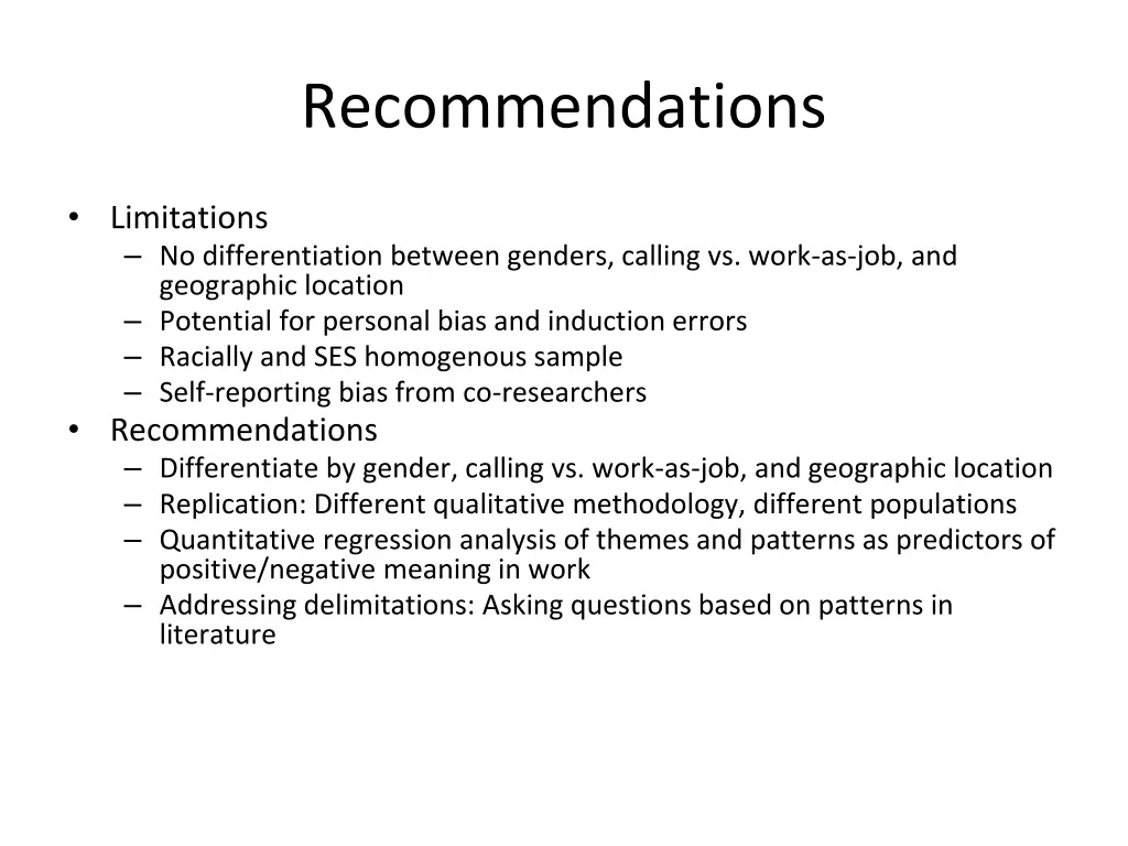 recommendations