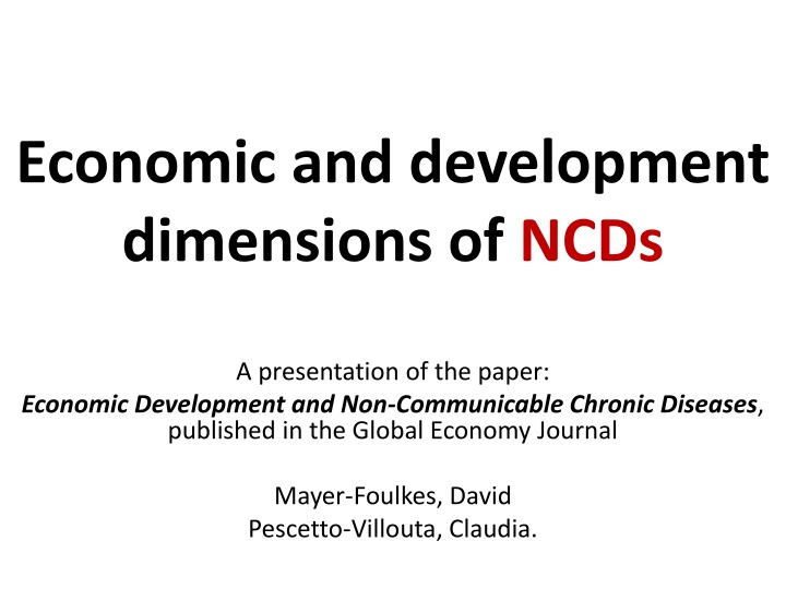 economic and development dimensions of ncds