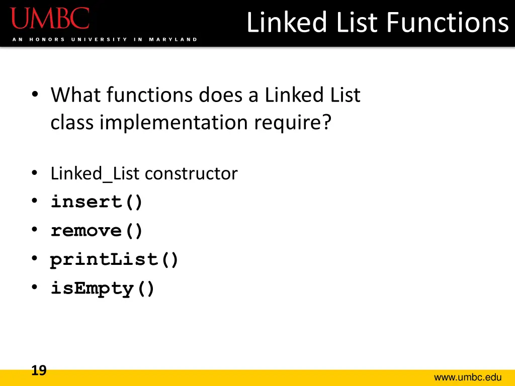 linked list functions