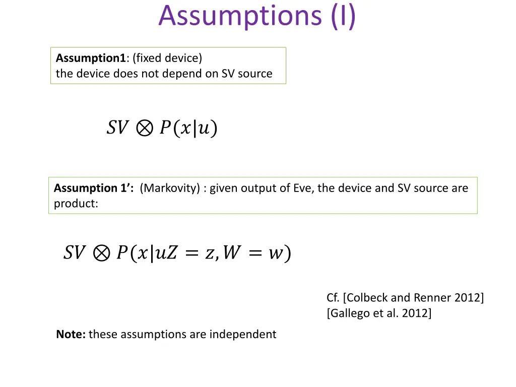 assumptions i