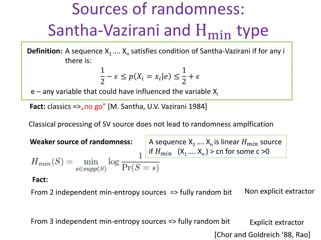 sources of randomness santha vazirani