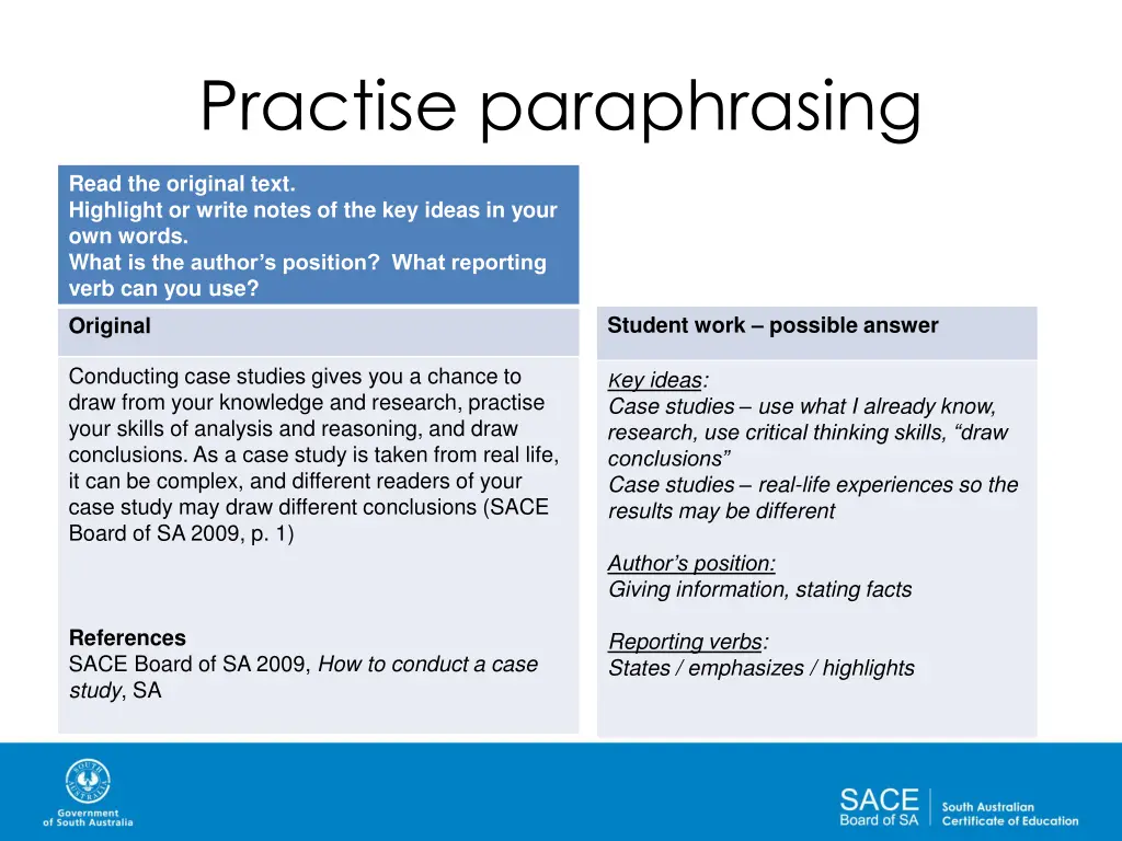 practise paraphrasing 1