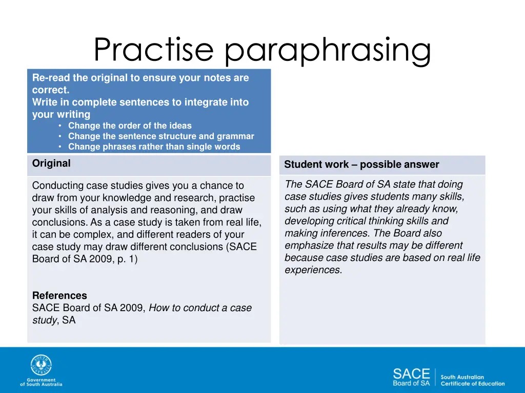 practise paraphrasing 2