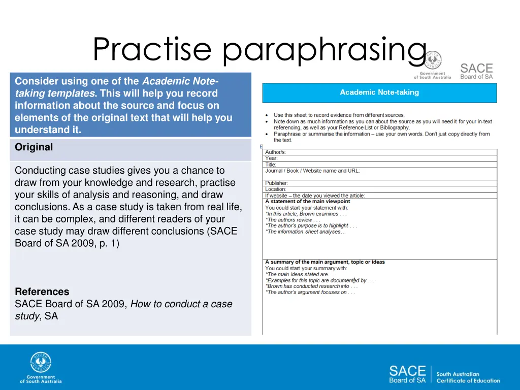 practise paraphrasing