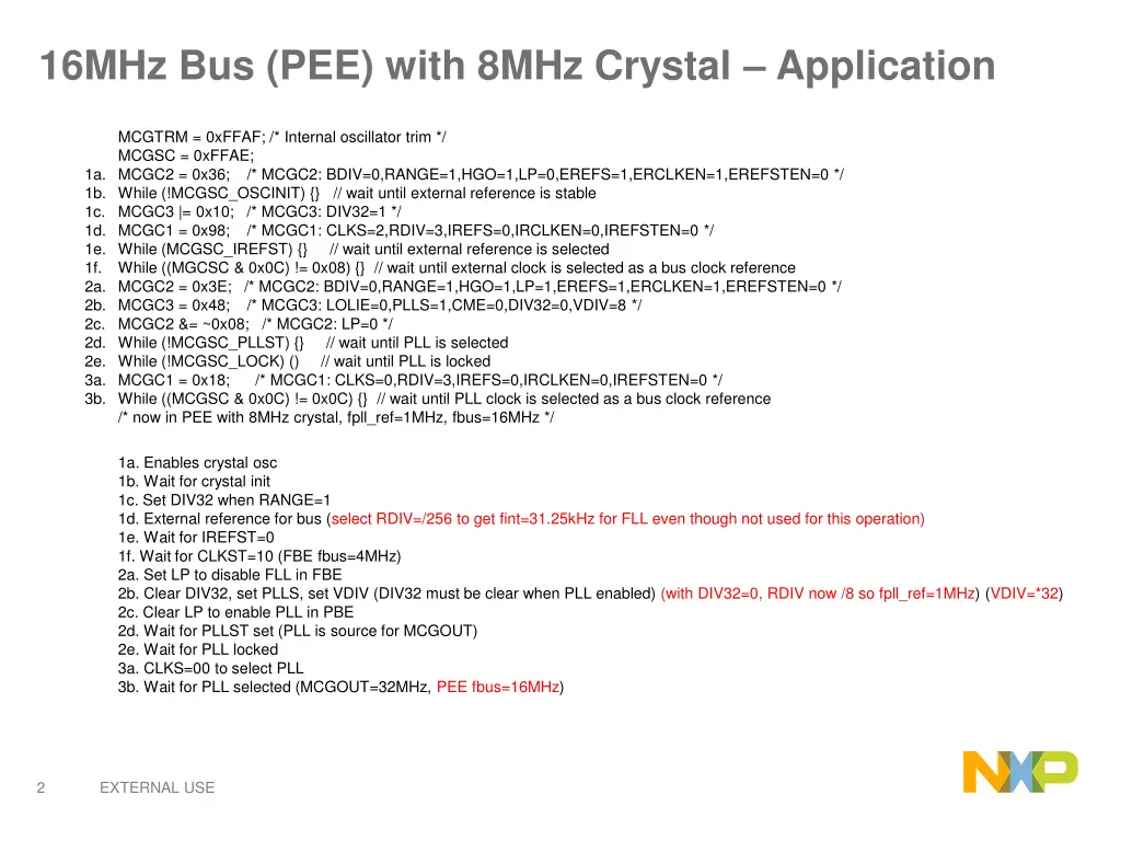 16mhz bus pee with 8mhz crystal application