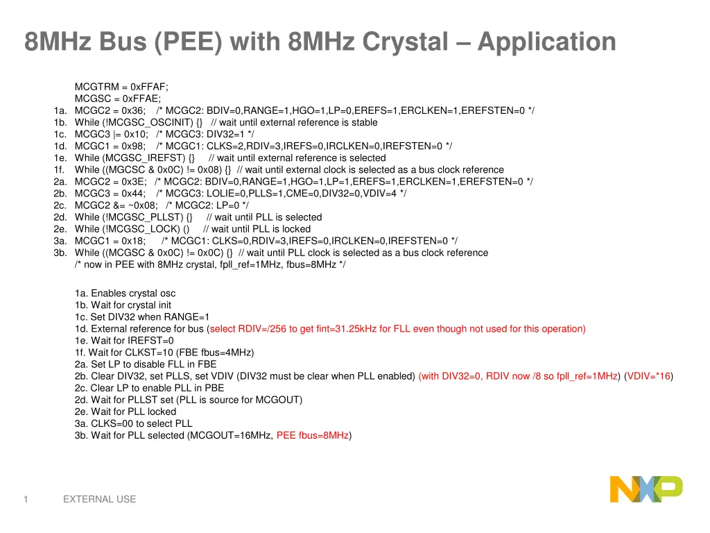 8mhz bus pee with 8mhz crystal application