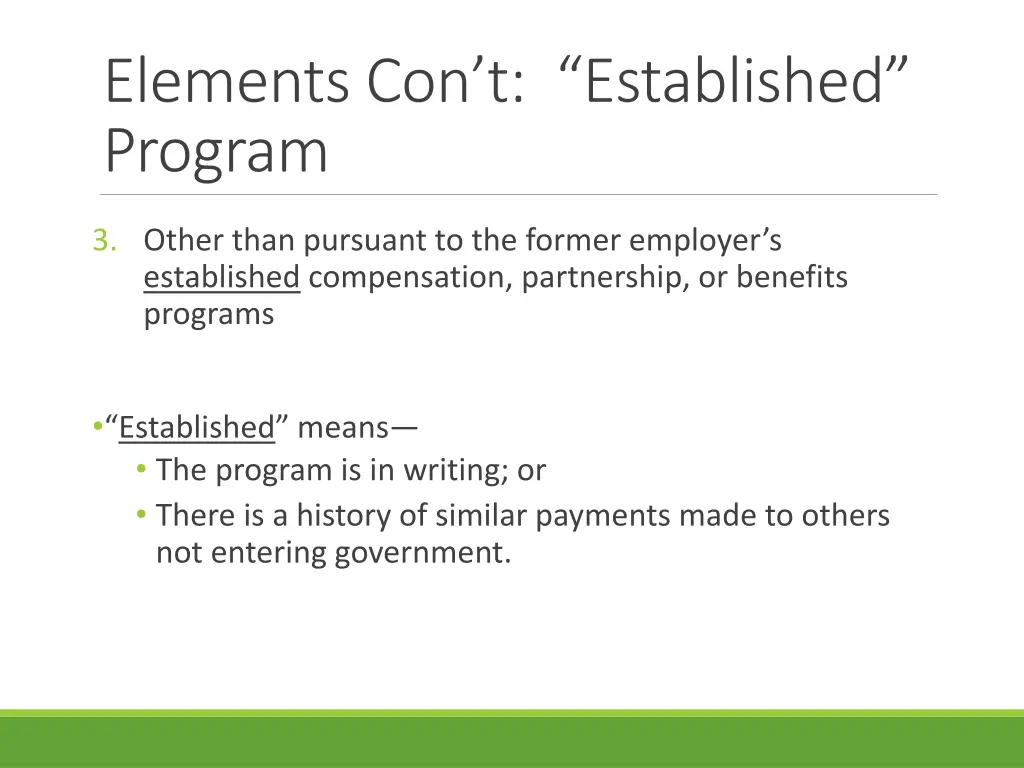 elements con t established program