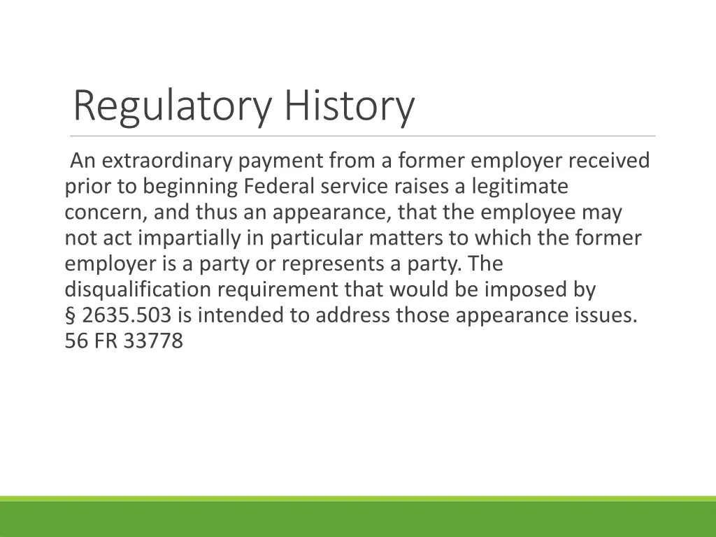 regulatory history