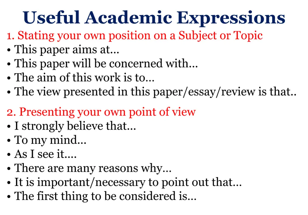 useful academic expressions 1 stating your