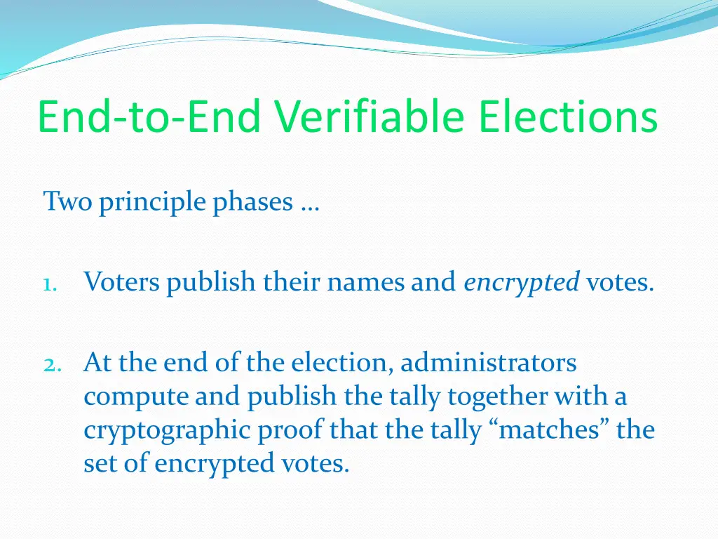 end to end verifiable elections 2