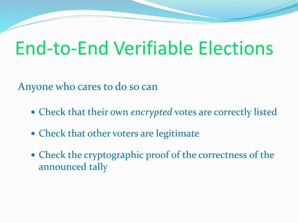 end to end verifiable elections