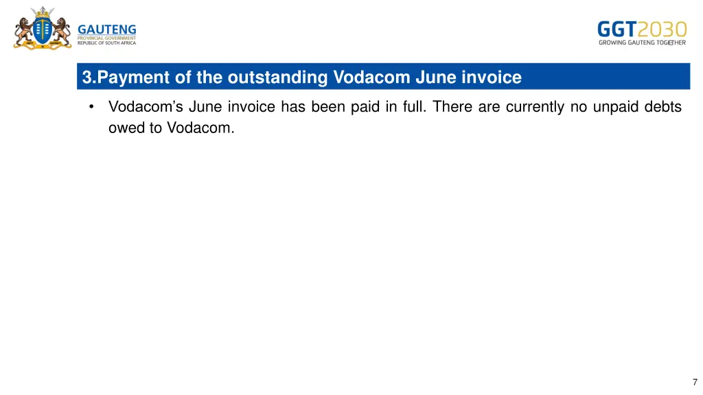 3 payment of the outstanding vodacom june invoice