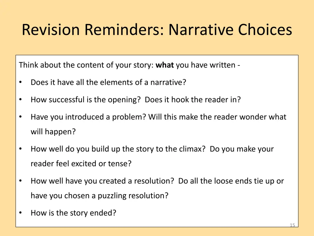 revision reminders narrative choices