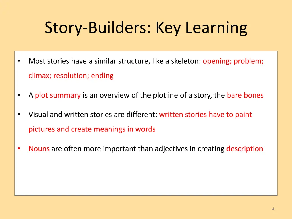 story builders key learning