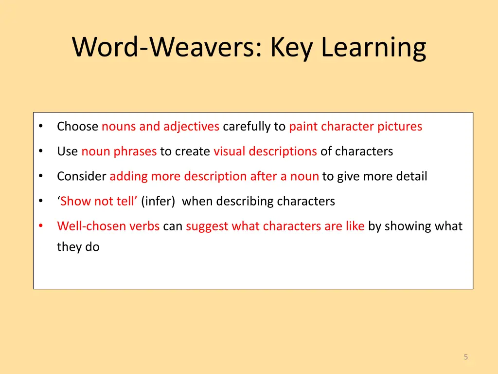 word weavers key learning