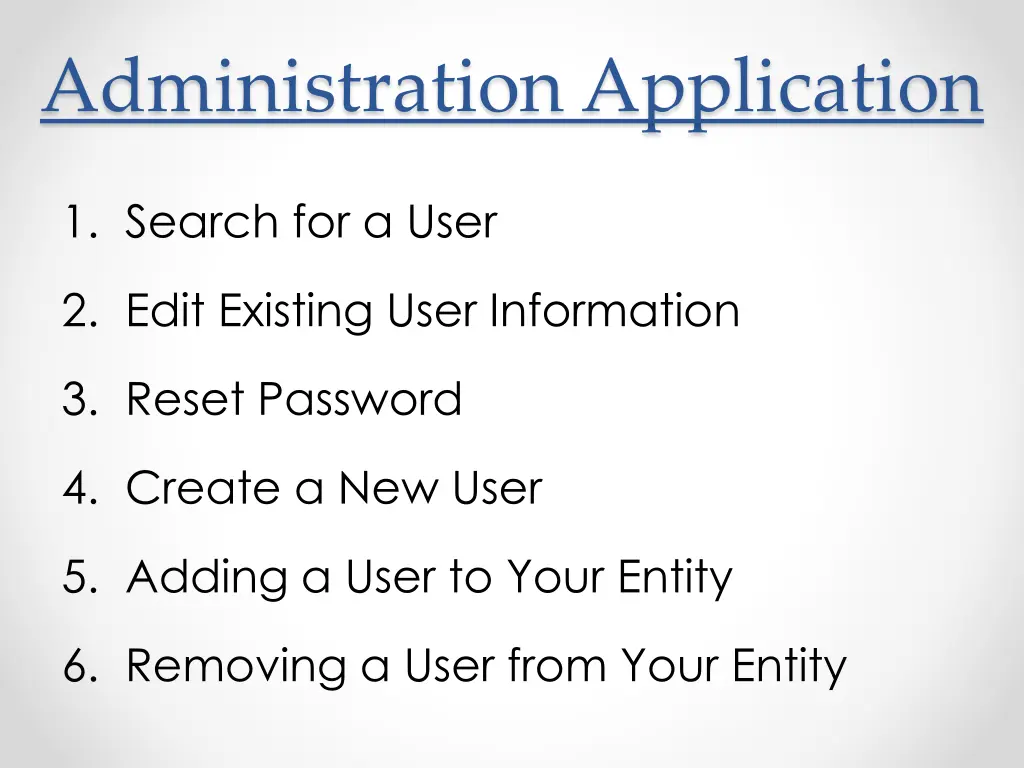 administration application