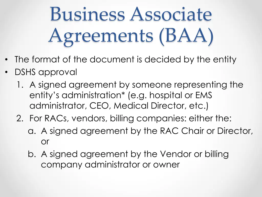 business associate agreements baa