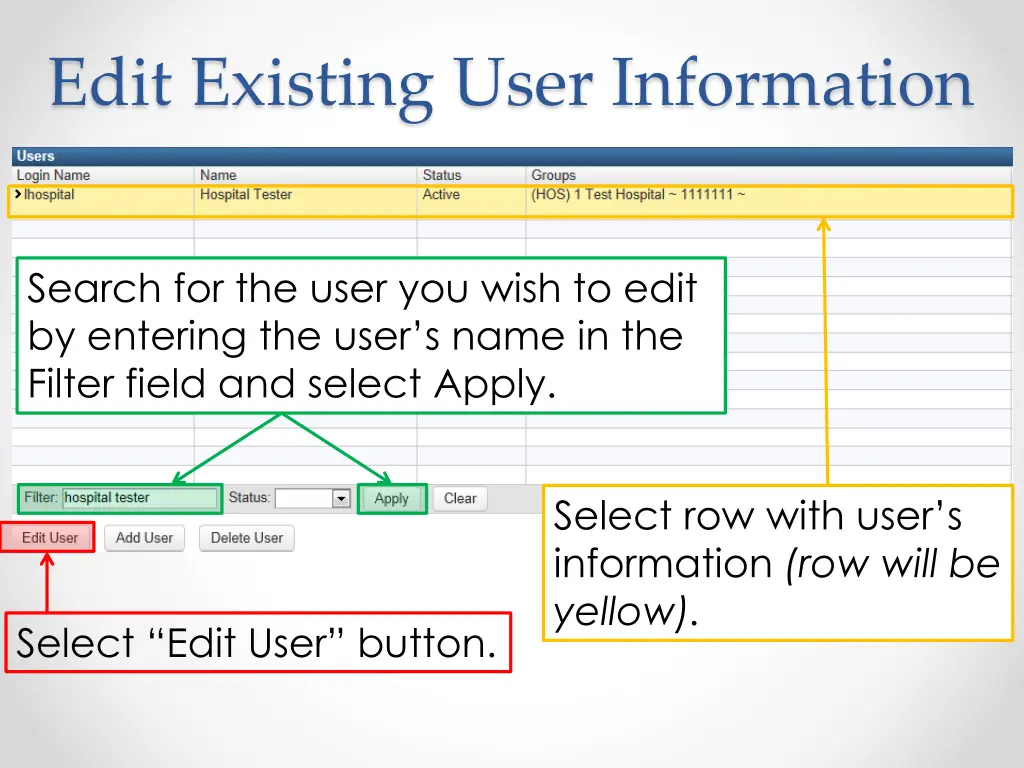 edit existing user information