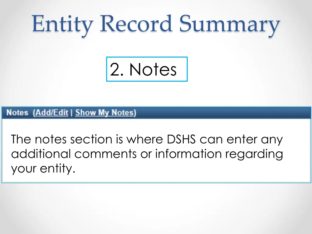 entity record summary 3