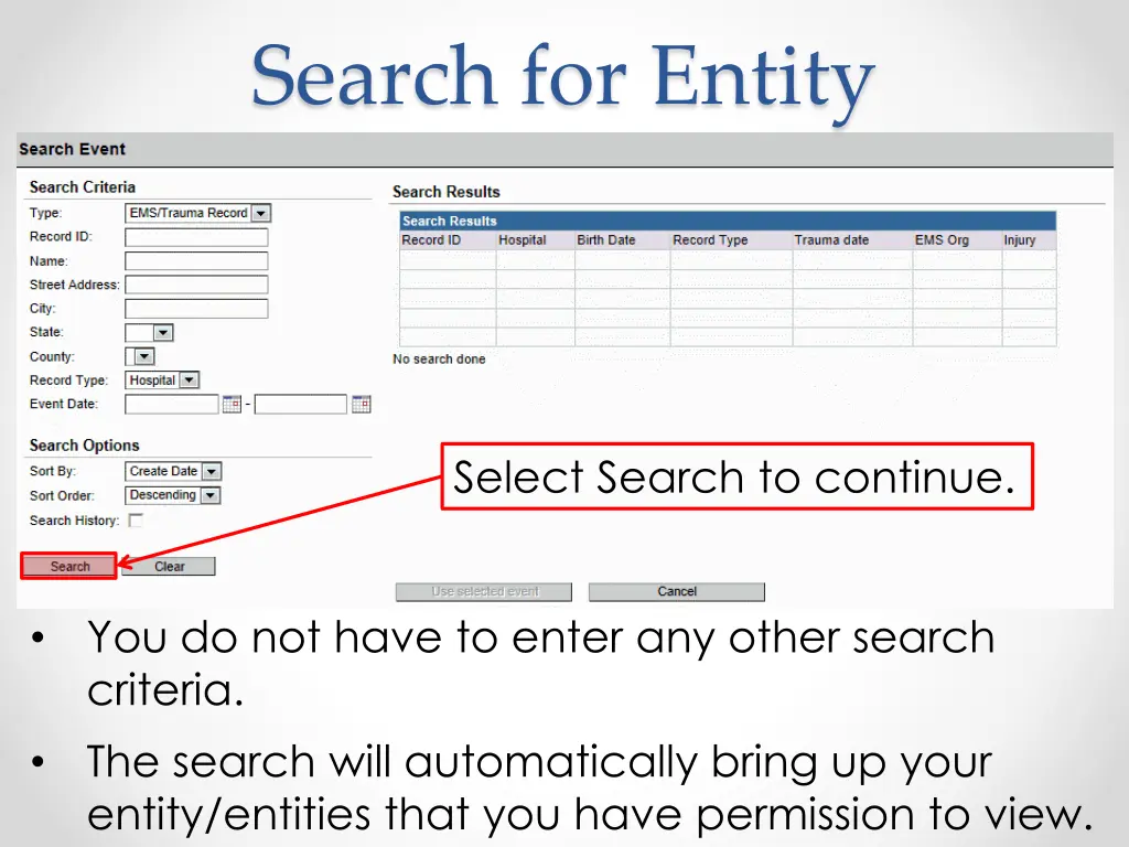 search for entity 2