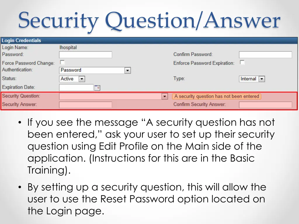 security question answer