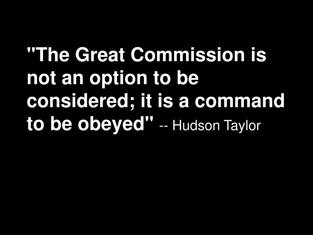 the great commission is not an option