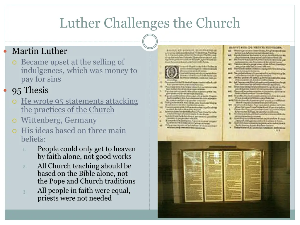 luther challenges the church