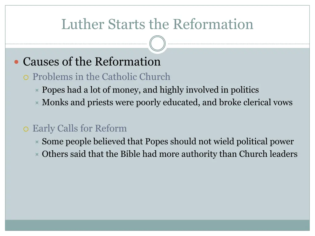 luther starts the reformation