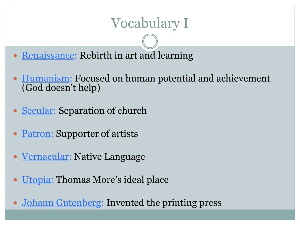 vocabulary i