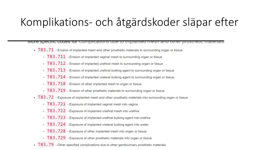 komplikations och tg rdskoder sl par efter