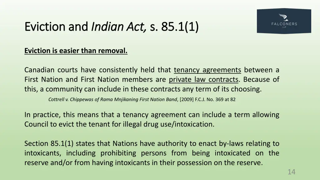 eviction and eviction and indian act