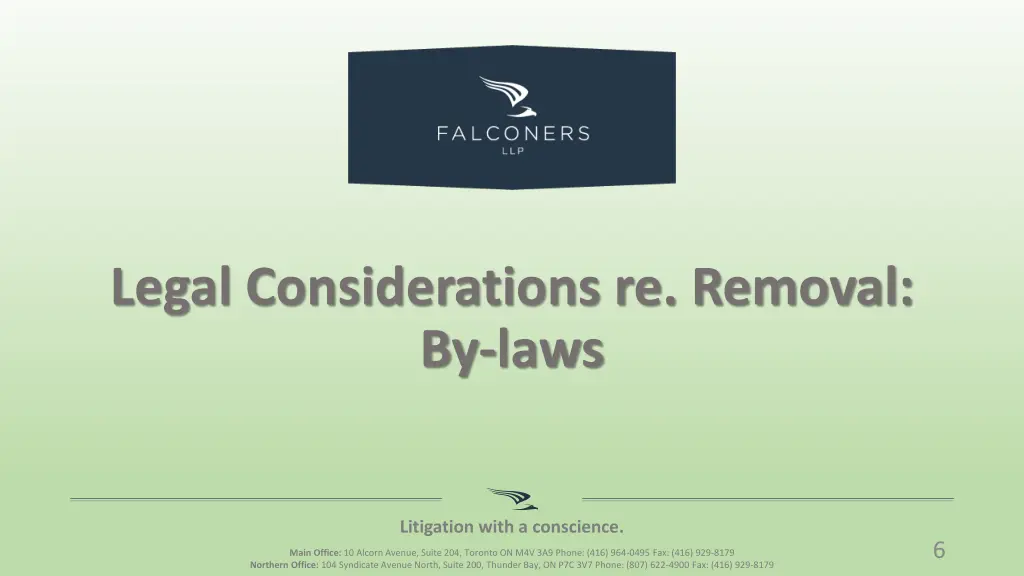 legal considerations re removal by laws