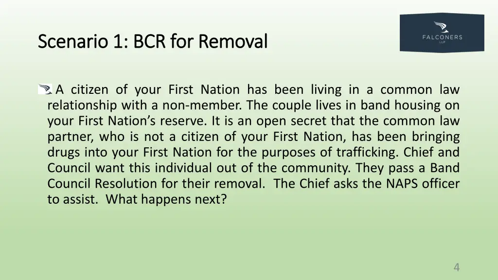 scenario 1 bcr for removal scenario