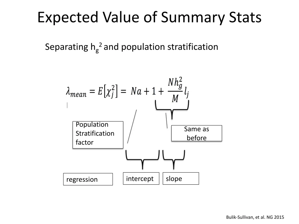 expected value of summary stats 1