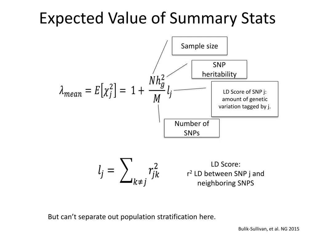 expected value of summary stats