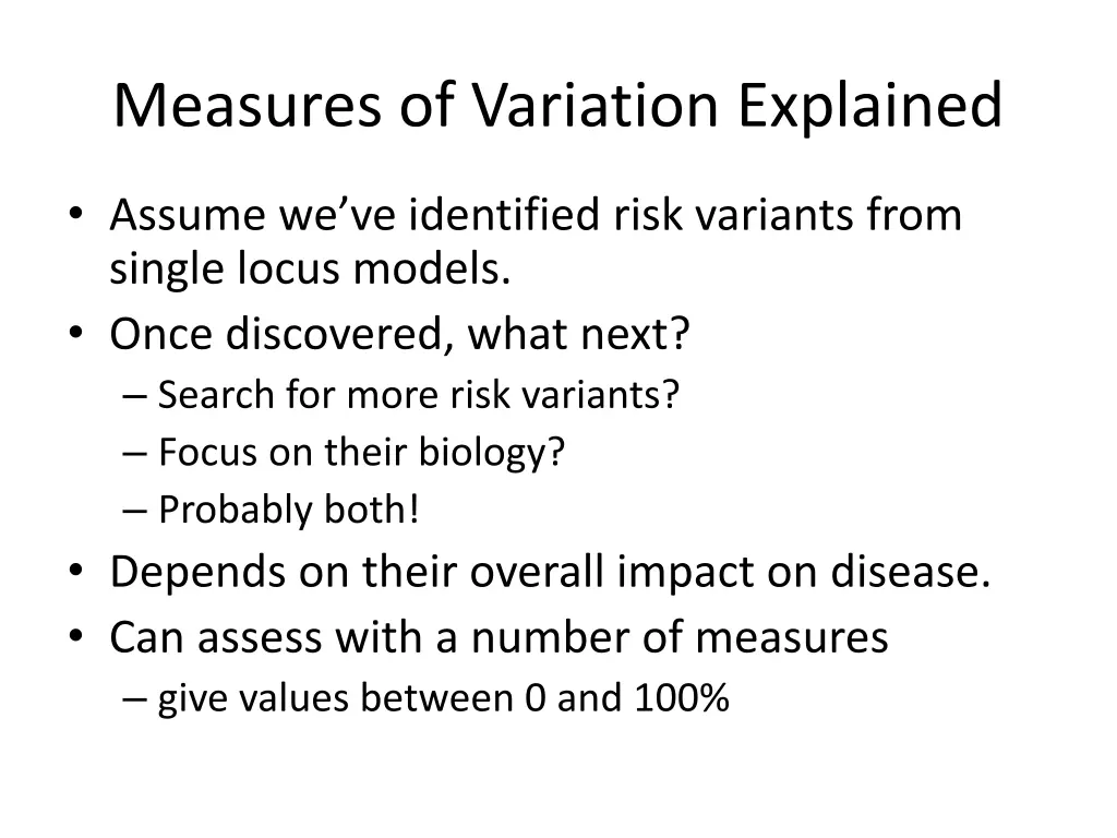 measures of variation explained